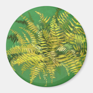 Fern, fronds, floral, green golden yellow greenery magnet