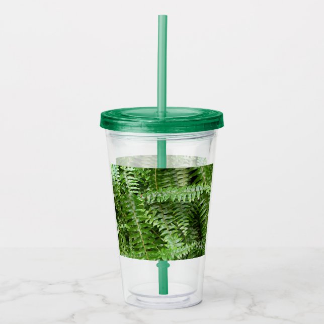 Fern Fronds I Green Nature Acrylic Tumbler (Front)