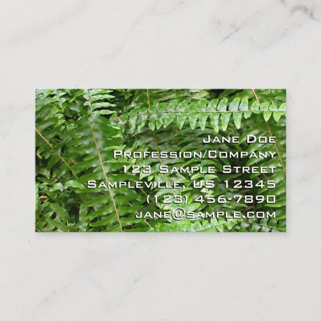 Fern Fronds I Green Nature Business Card (Front)