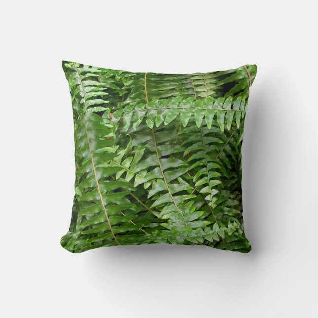 Fern Fronds I Green Nature Cushion (Front)