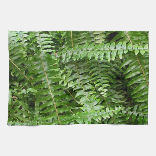 Fern Fronds I Green Nature Tea Towel (Horizontal)