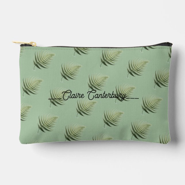 Fern Fronds Pattern Nature Theme Accessory Pouch (Front)