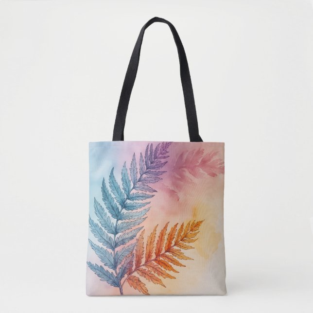 Fern Garden Watercolor Tote Bag (Front)