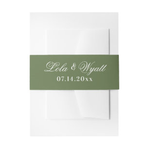 Fern Green Elegant Wedding Invitation Belly Band