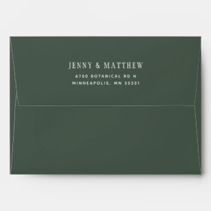 Fern Green Gold Leaves Wedding Envelope