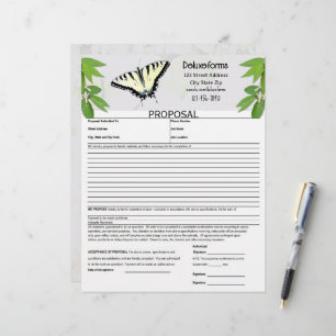 Fern Green Tiger Swallowtail Butterfly Proposal Custom Letterhead