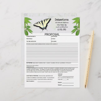 Fern Green Tiger Swallowtail Butterfly Proposal Custom Letterhead