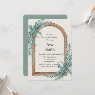 Fern Greenery Wooden Arch Brunch & Bubbly Invitation