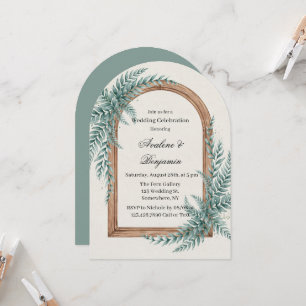 Fern Greenery Wooden Arch Wedding Celebration Invitation