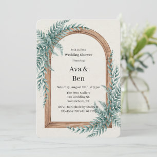 Fern Greenery Wooden Arch Wedding Shower Invitation