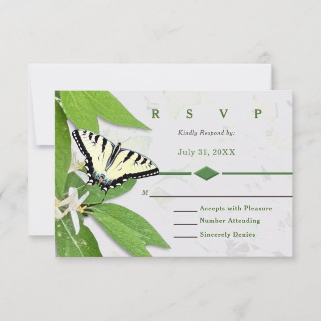 Fern Greens Tiger Shallow Butterfly RSVP Card (Front)
