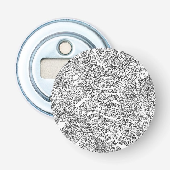 Fern in black and white bottle opener (Front)