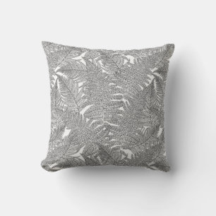Fern in black and white cushion