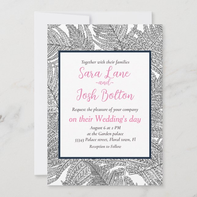 Fern in black and white invitation (Front)