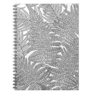 Fern in black and white notebook