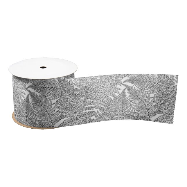Fern in black and white satin ribbon (Spool)