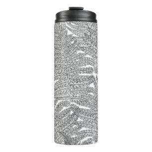 Fern in black and white thermal tumbler