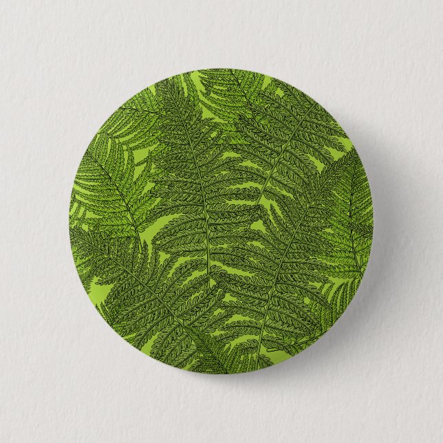 Fern in green 6 cm round badge (Front)