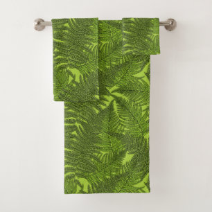 Fern in green bath towel set