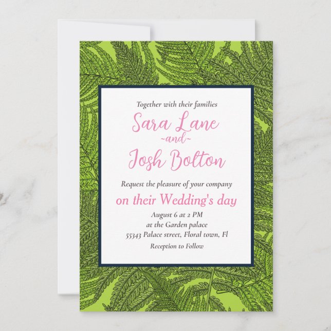 Fern in green invitation (Front)