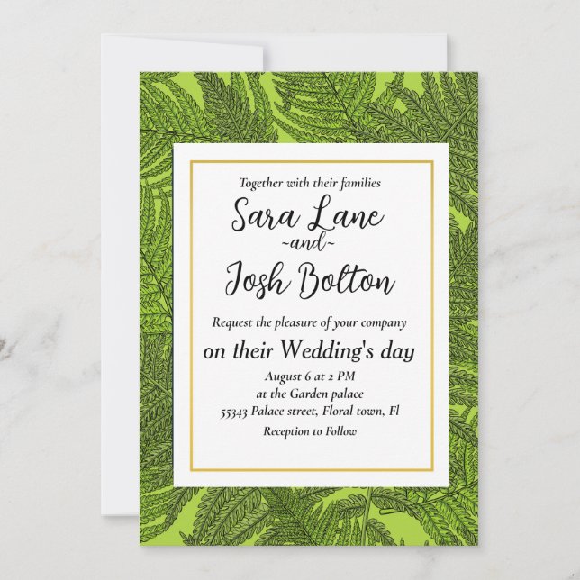 Fern in green invitation (Front)
