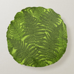 Fern in green round cushion