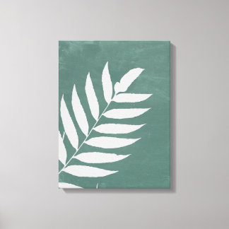 "Fern in Stillness"—A Minimalist White Fern Leaf Canvas Print