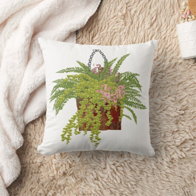 Fern Ivy Hanging Plant Botanical Illustration Art Cushion (Blanket)