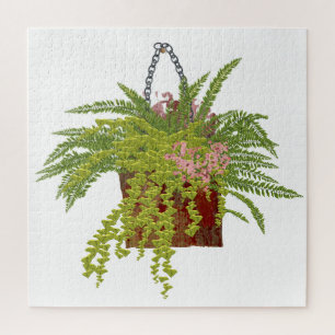 Fern Ivy Hanging Plant Botanical Illustration Art Jigsaw Puzzle