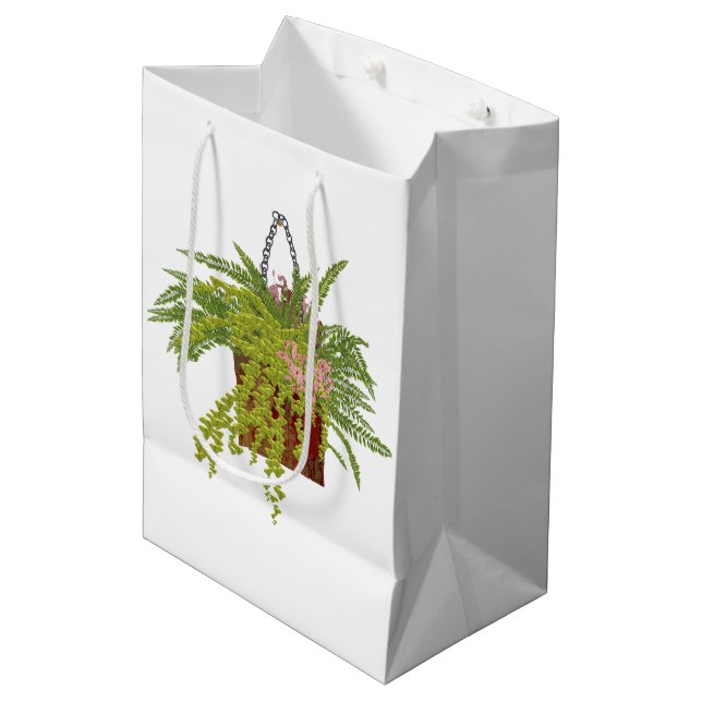 Fern Ivy Hanging Plant Botanical Illustration Art Medium Gift Bag (Front Angled)