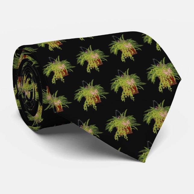 Fern Ivy Hanging Plant Botanical Illustration Art Tie (Rolled)