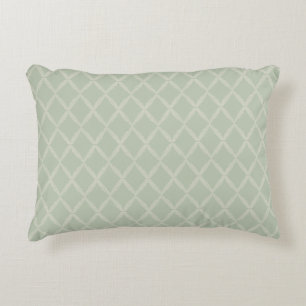 Fern Lattice Sage Green Diamond Trellis Decorative Cushion