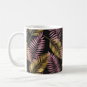 Fern Leaf Design in Pink and Gold Coffee Mug