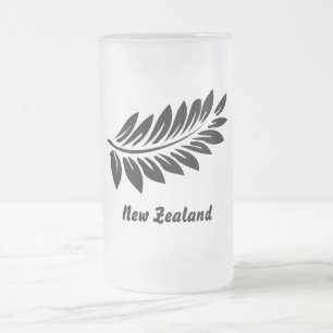 Fern leaf frosted glass beer mug