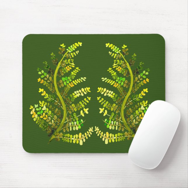 Fern leaf green fern art mouse mat (With Mouse)