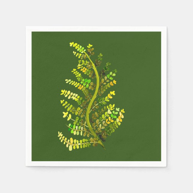 Fern leaf green fern art napkin (Front)
