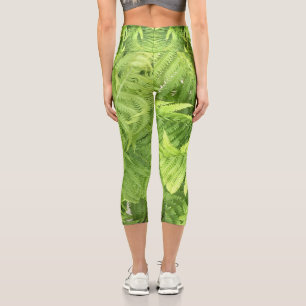 Fern Leaf High Waist Leggings: garden fitness home Capri Leggings