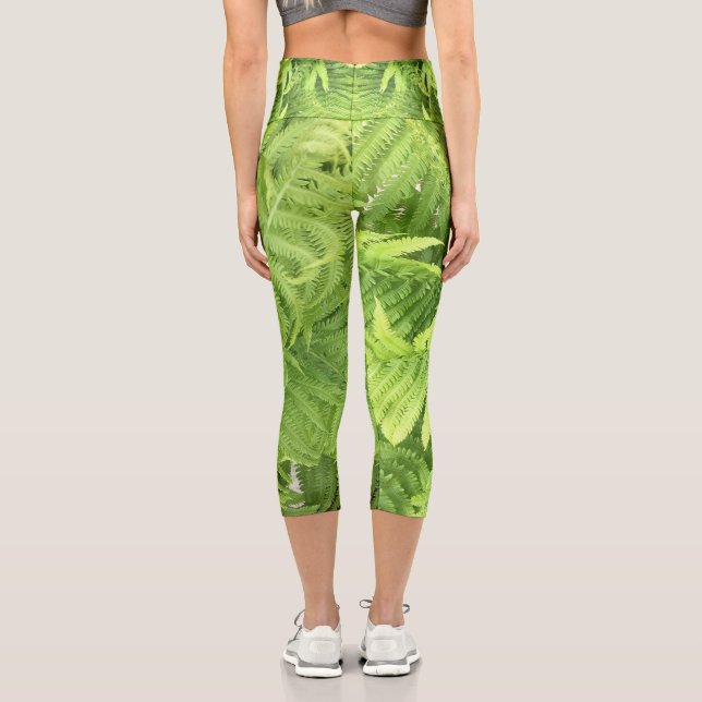Fern Leaf High Waist Leggings: garden fitness home Capri Leggings (Back)