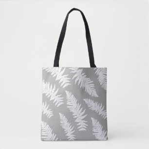 Fern Leaf Print Grey Tote Bag