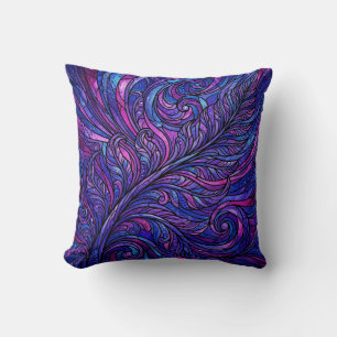 Fern Leaf Throw Pillow – Cosmic Purple