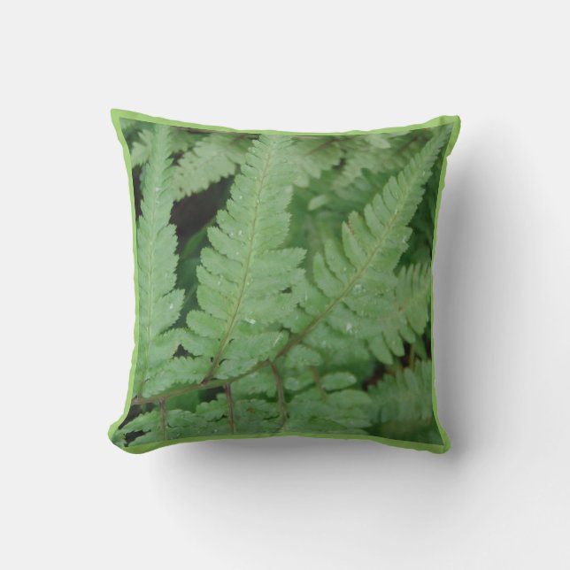 fern leaves, almost solid green pillow (Front)
