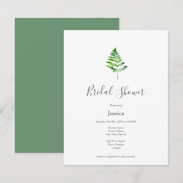 Fern Leaves  Invitation (Front/Back)