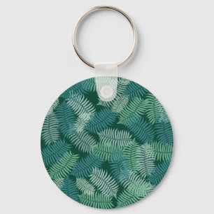 Fern leaves pattern on dark green key ring