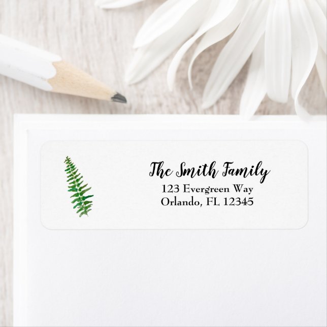 Fern Nature Painting Return Address  Label (Insitu)