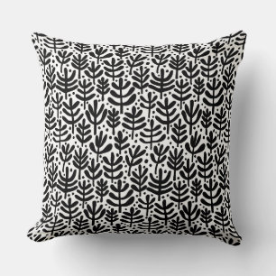 Fern Pattern - Black and White Cushion