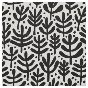 Fern Pattern - Black and White Fabric