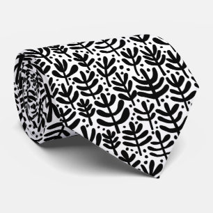 Fern Pattern - Black and White Tie