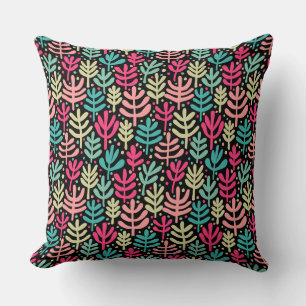 Fern Pattern - Five Colours on Black Cushion