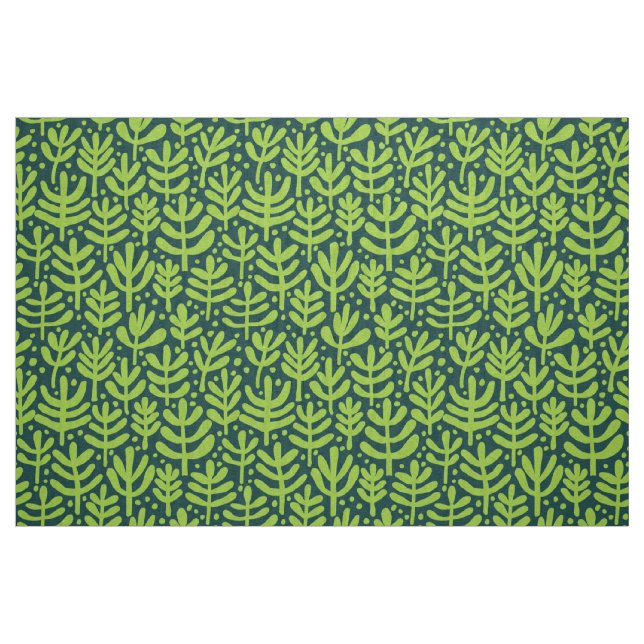 Fern Pattern - Martian Green on Dark Green Fabric (Fat Quarter)