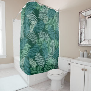 Fern Pattern on Dark Green Background Shower Curtain